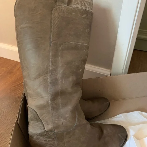 Frye Paige Tall Riding Boots Grey Leather - Picture 2 of 6